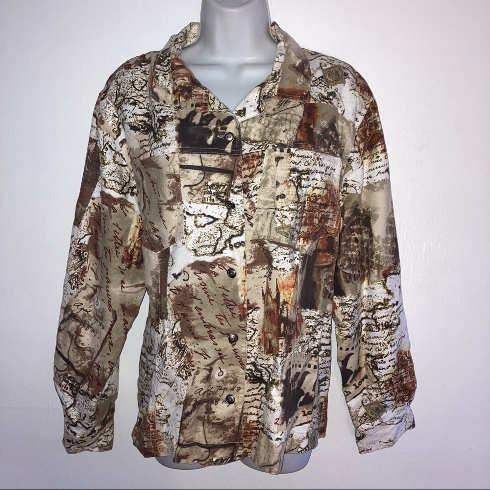 Chico’s Button Front Jacket Tan Brown Top 3 / XL